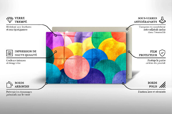 Steklena podloga za rezanje Pisani krogi