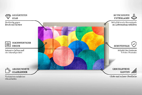 Steklena podloga za rezanje Pisani krogi