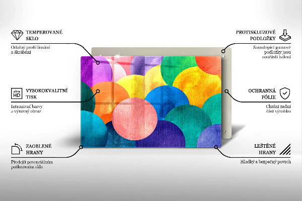 Steklena podloga za rezanje Pisani krogi