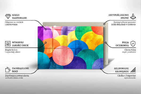 Steklena podloga za rezanje Pisani krogi