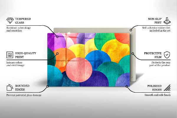 Steklena podloga za rezanje Pisani krogi