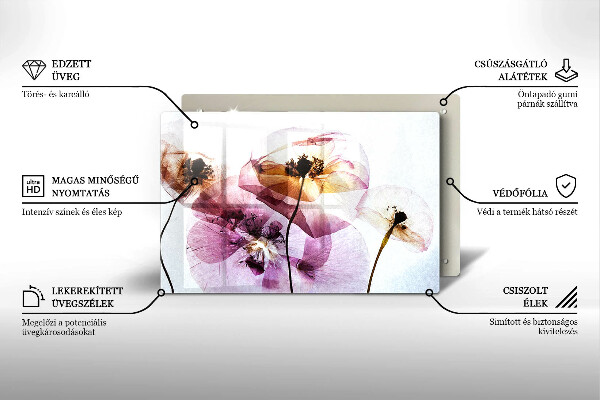 Steklena podloga za rezanje Nežni cvetovi