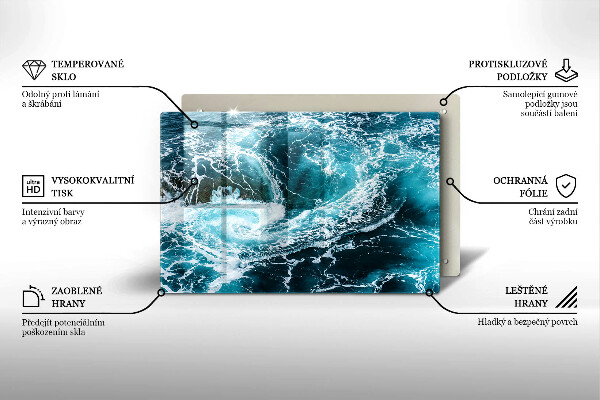 Steklena podloga za rezanje Peneči se valovi vode