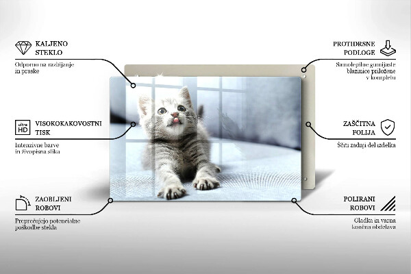 Steklena podloga za rezanje Majhna ljubka mucka