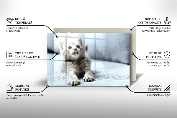 Steklena podloga za rezanje Majhna ljubka mucka