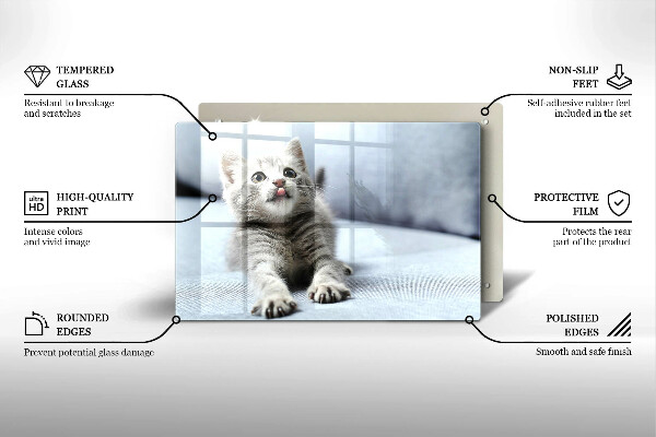 Steklena podloga za rezanje Majhna ljubka mucka