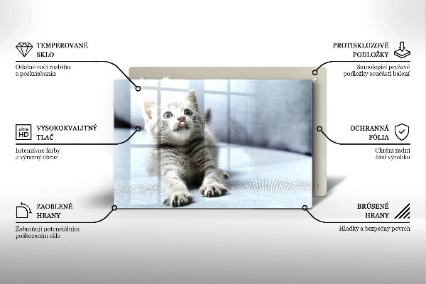 Steklena podloga za rezanje Majhna ljubka mucka