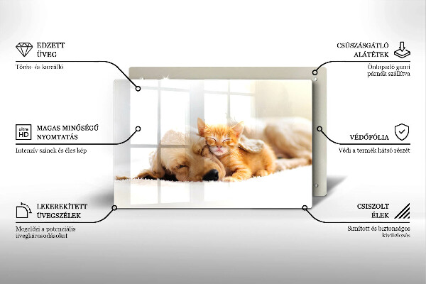 Steklena podloga za rezanje Živali pes in mačka