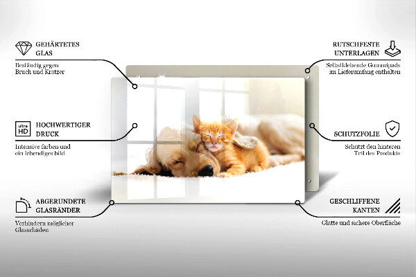 Steklena podloga za rezanje Živali pes in mačka