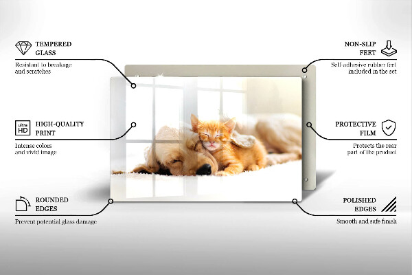 Steklena podloga za rezanje Živali pes in mačka