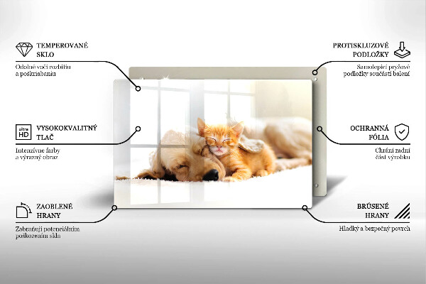 Steklena podloga za rezanje Živali pes in mačka