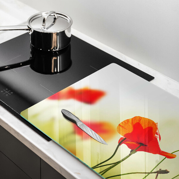 Steklena podloga za rezanje Cvetovi rdečega maka