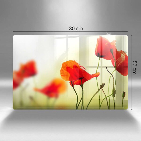 Steklena podloga za rezanje Cvetovi rdečega maka