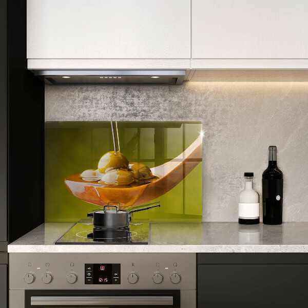 Steklena podloga za rezanje Oljčno olje in olive