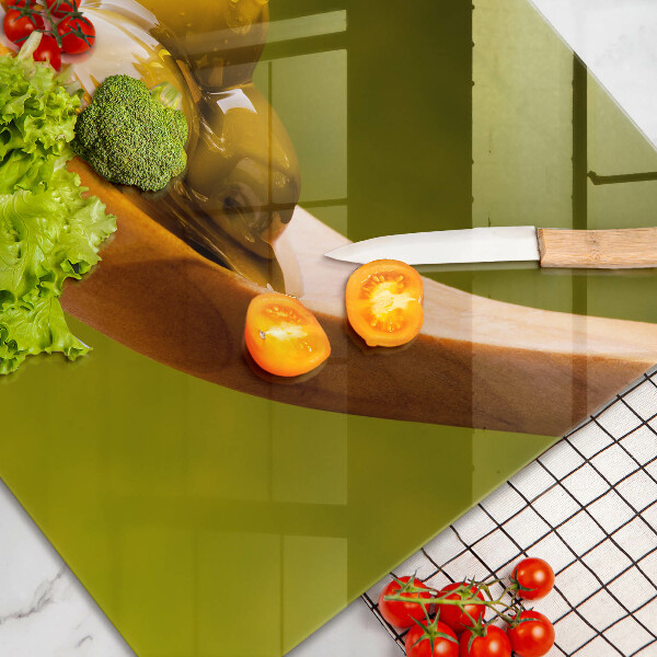 Steklena podloga za rezanje Oljčno olje in olive