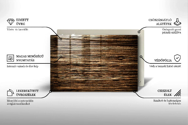 Steklena podloga za rezanje Tekstura lesa