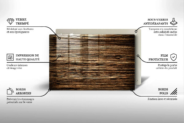 Steklena podloga za rezanje Tekstura lesa