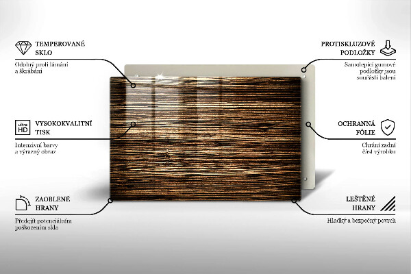 Steklena podloga za rezanje Tekstura lesa