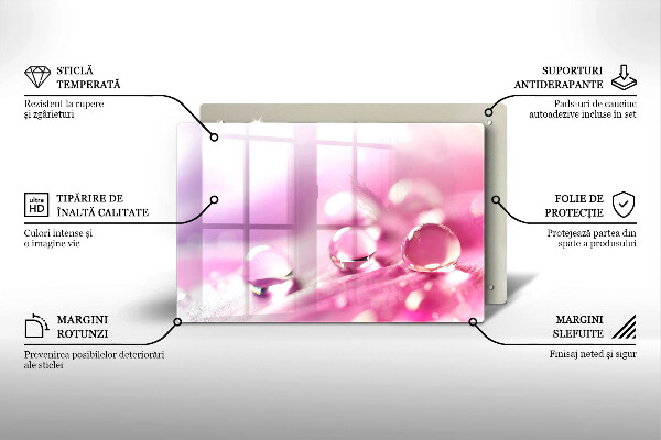 Steklena podloga za rezanje Rosni cvetni listi