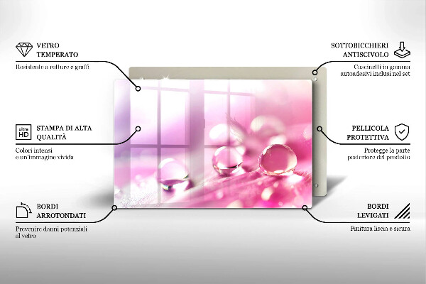 Steklena podloga za rezanje Rosni cvetni listi