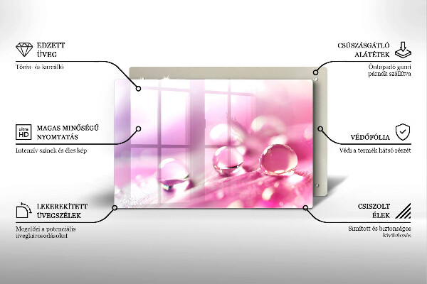 Steklena podloga za rezanje Rosni cvetni listi