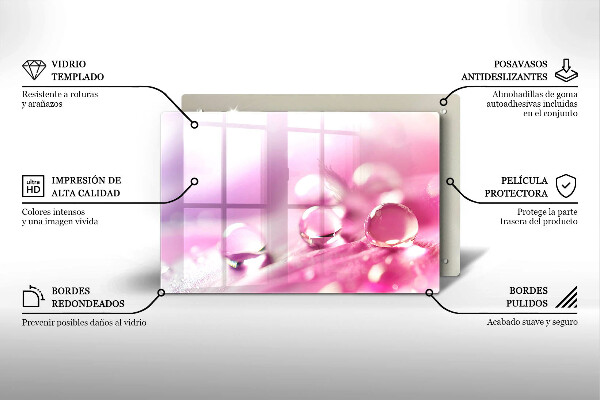 Steklena podloga za rezanje Rosni cvetni listi