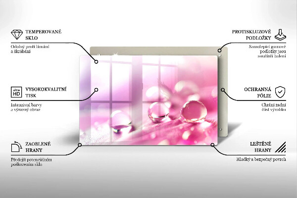 Steklena podloga za rezanje Rosni cvetni listi