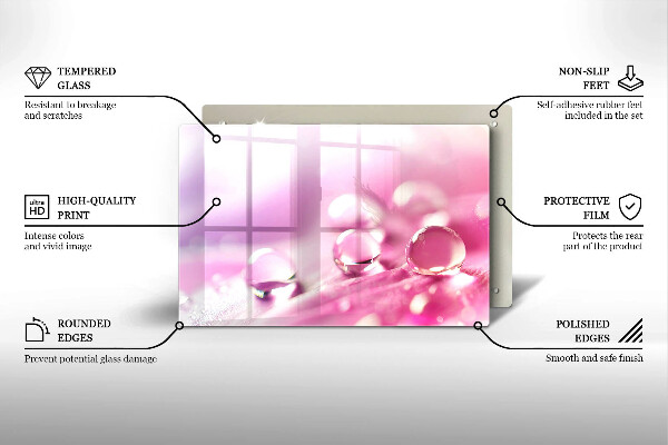 Steklena podloga za rezanje Rosni cvetni listi