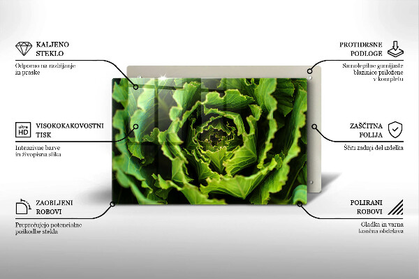 Steklena podloga za rezanje Uživanje listov zelene solate