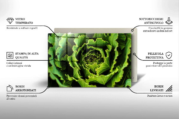 Steklena podloga za rezanje Uživanje listov zelene solate