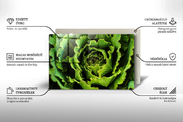 Steklena podloga za rezanje Uživanje listov zelene solate