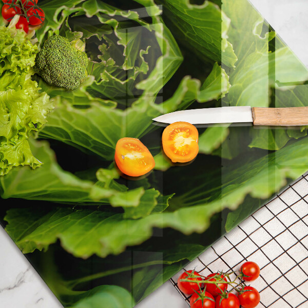 Steklena podloga za rezanje Uživanje listov zelene solate