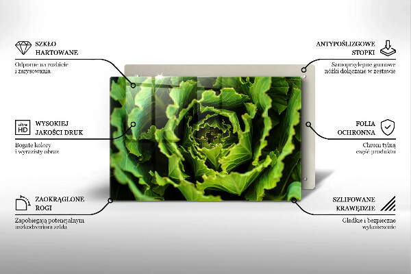 Steklena podloga za rezanje Uživanje listov zelene solate