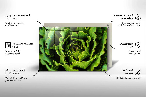 Steklena podloga za rezanje Uživanje listov zelene solate