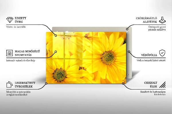 Steklena podloga za rezanje Cvetni listi