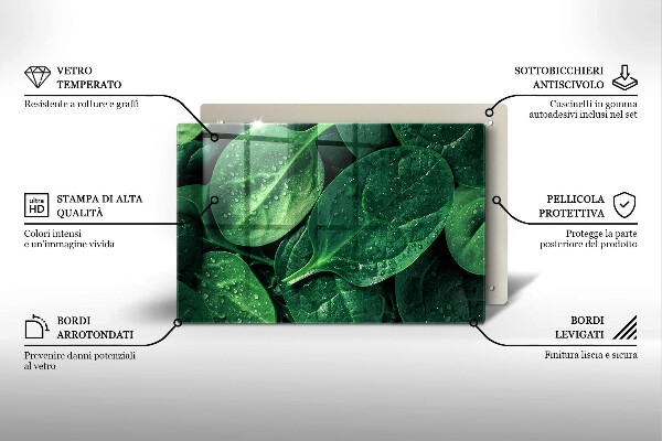 Steklena podloga za rezanje Listi bazilike