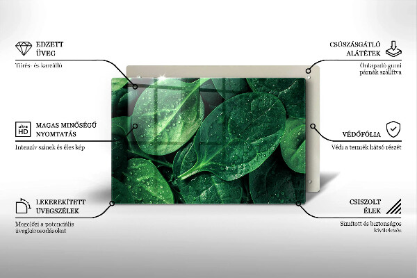 Steklena podloga za rezanje Listi bazilike