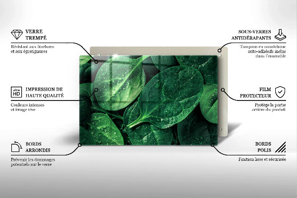 Steklena podloga za rezanje Listi bazilike