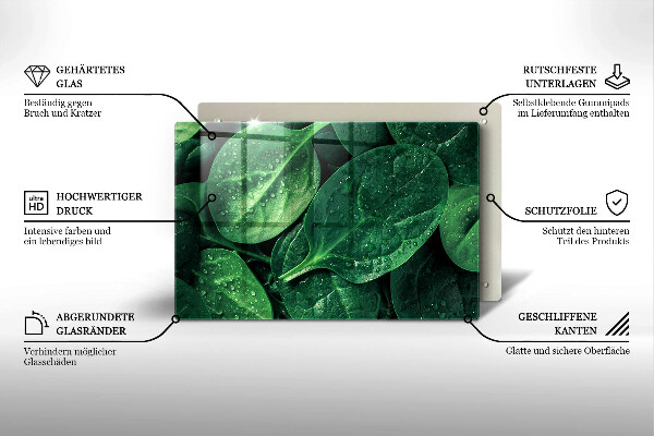 Steklena podloga za rezanje Listi bazilike