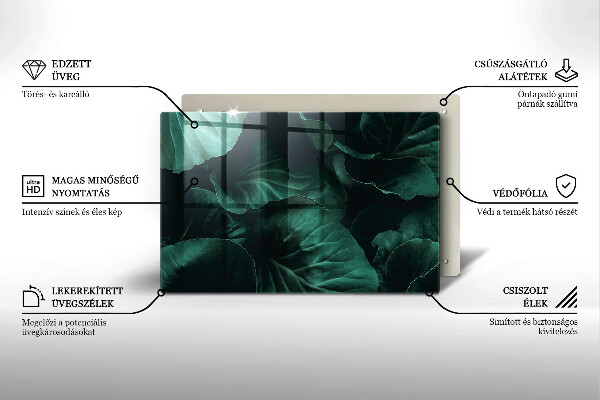 Steklena podloga za rezanje Divji temni listi