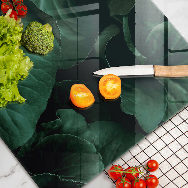 Steklena podloga za rezanje Divji temni listi