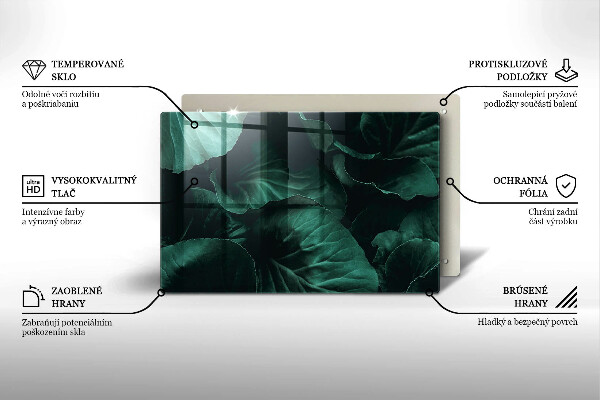 Steklena podloga za rezanje Divji temni listi