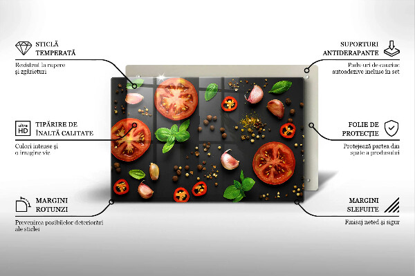 Steklena podloga za rezanje Paradižnik in začimbe