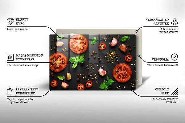 Steklena podloga za rezanje Paradižnik in začimbe