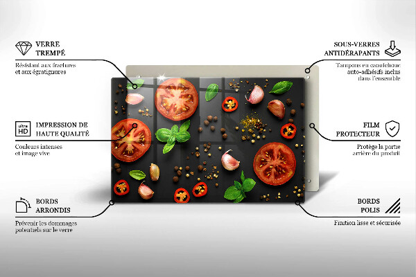 Steklena podloga za rezanje Paradižnik in začimbe