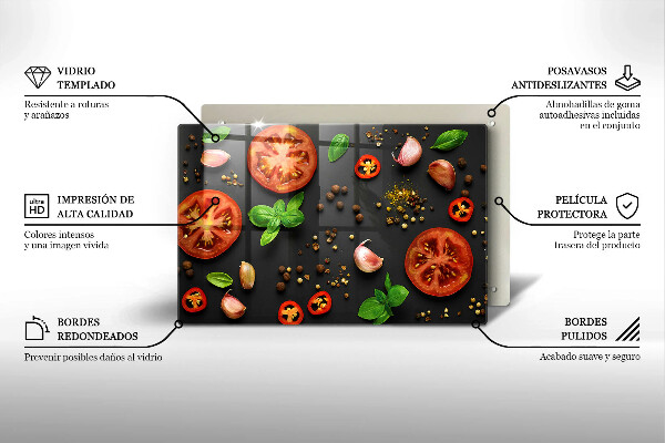 Steklena podloga za rezanje Paradižnik in začimbe