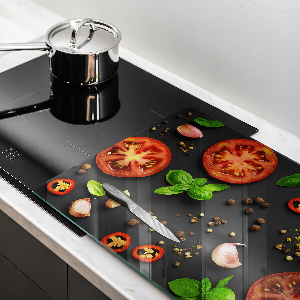 Steklena podloga za rezanje Paradižnik in začimbe