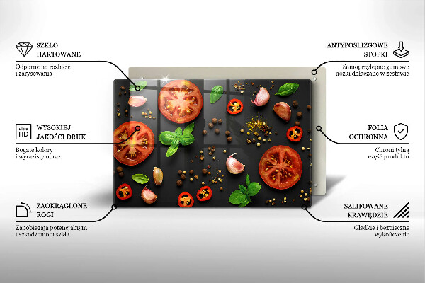 Steklena podloga za rezanje Paradižnik in začimbe