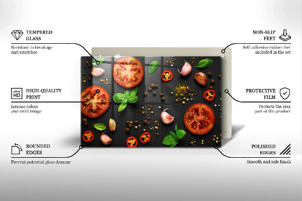 Steklena podloga za rezanje Paradižnik in začimbe