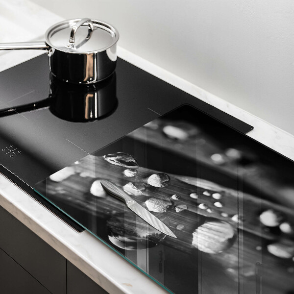 Steklena podloga za rezanje Kaplje rose na listih